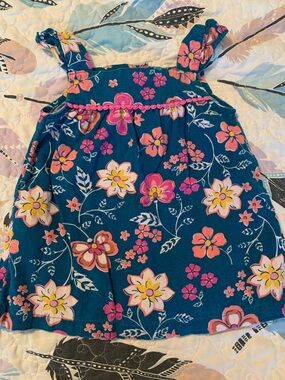 Carter's Teal Floral Sleeveless Top with Pink and Yellow Flowers